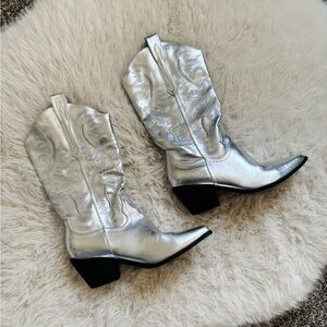 Silver Western-Style Women's Boots